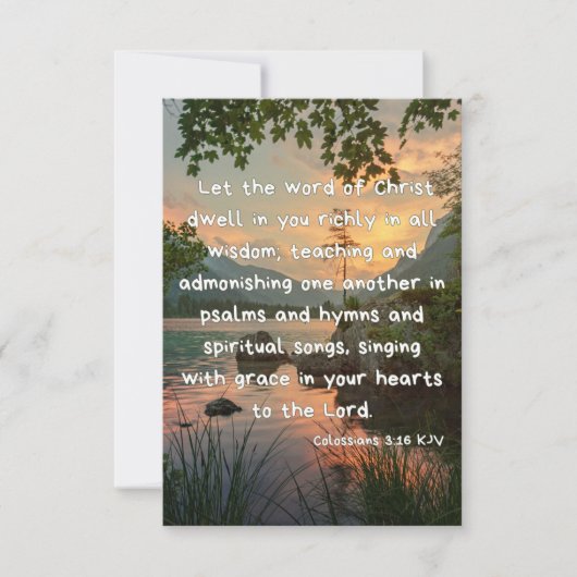 コロサイ3:16 KJVバイブル聖句Pic Flat Greeting カード (正面)