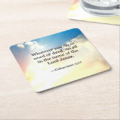 コロサイ3:17，キリスト教の聖書の聖なる書物、 経典, スクエアペーパーコースター (アングル)