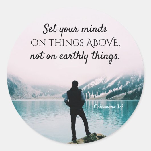 コロサイ3:2上の事に心を置きなさい ラウンドシール (正面)