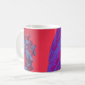 コロシアムと彫像の赤い青いデジタルアート コーヒーマグカップ (正面左)