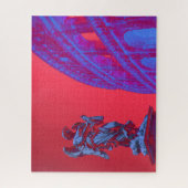 コロシアムと彫像の赤い青いデジタルアート ジグソーパズル (縦)