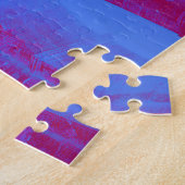 コロシアムと彫像の赤い青いデジタルアート ジグソーパズル (側面)