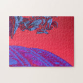 コロシアムと彫像の赤い青いデジタルアート ジグソーパズル (横)