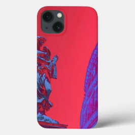 コロシアムと彫像の赤い青いデジタルアート iPhone 13ケース