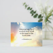 コロシアン3:17、キリスト教の聖書聖なる書物、 経典 ポストカード (スタンド正面)