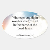 コロシアン3:17、キリスト教の聖書聖なる書物、 経典 楕円形シール (正面)