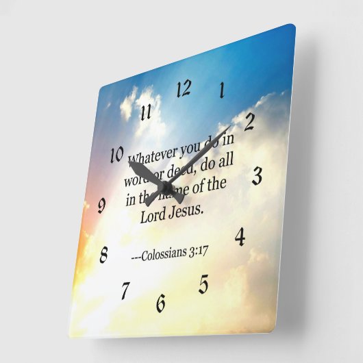 コロシア語3:17、キリスト教聖書聖なる書物、 経典、 スクエア壁時計 (傾斜)