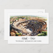 コロッセウムウォーターカラーエアリアルビューローマモメント ポストカード (正面/裏面)