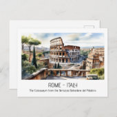 コロッセウムウォーターカラーローマアトラクション観光客curio ポストカード (正面/裏面)