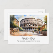 コロッセウムウォーターカラーヴィアサクラローマ観光客 ポストカード (正面/裏面)