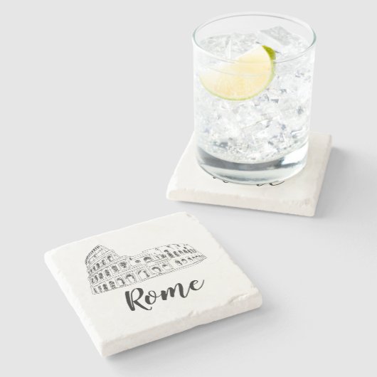 コロッセウムローマイタリアアートイラストレーション ストーンコースター (横)