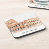 コロッセウムローマイタリアウォーターカラートラベイタリアンル コースター (左側)