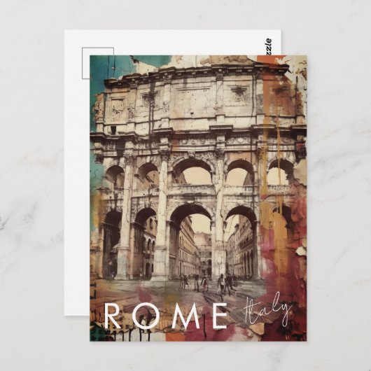 コロッセウムローマイタリアトラベルアートヴィンテージ ポストカード (正面/裏面)