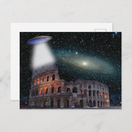 コロッセウムローマイタリアミーツ宇宙とUFO ポストカード (正面/裏面)