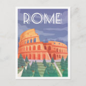 コロッセウムローマイタリアヴィンテージトラベルイラストレーション ポストカード (正面)