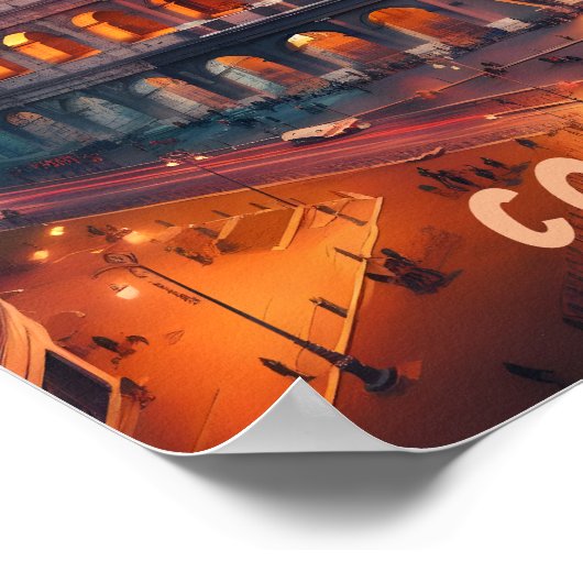 コロッセウムローマイタリアヴィンテージトラベル ポスター (角)