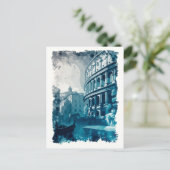コロッセウムローマイタリアヴィンテージ抽象芸術トラベルアート ポストカード (スタンド正面)