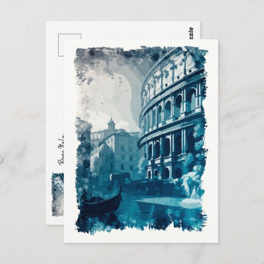 コロッセウムローマイタリアヴィンテージ抽象芸術トラベルアート ポストカード (正面/裏面)