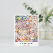 コロッセウムローマイタリア水彩画スケッチハンドドロー ポストカード (スタンド正面)