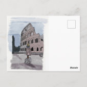 コロッセオの前に立つ女の子。 ポストカード (裏面)