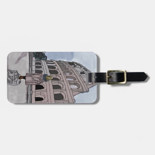 コロッセオの前に立つ女の子。 ラゲッジタグ (正面横)