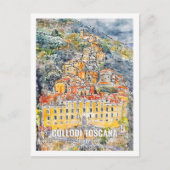コロディトスカーナイタリア旅行水色スケッチ ポストカード (正面)