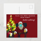 コロナウおもしろいイルスコビッドクリスマスサンタ顔マスク ポストカード (正面/裏面)