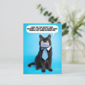 コロナウおもしろいイルス顔マスク及びタイにおける子猫 ポストカード (スタンド正面)