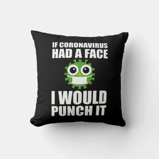 コロナウもしイルスに顔が入った クッション (正面)
