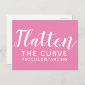 コロナウイルスのパンデミックピンクと戦うカーブを平らにする ポストカード (正面/裏面)