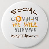 コロナウイルスの健康パンデミック生き延び 缶バッジ (正面)