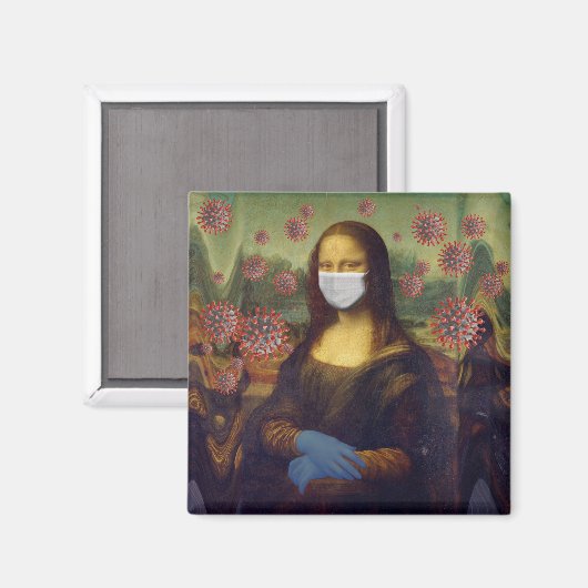 コロナウイルスの周りで安全を保つモナ・リザ、ZFBP マグネット (正面/裏面)