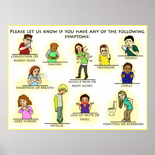 コロナウイルスの視覚症状ポスター ポスター (正面)