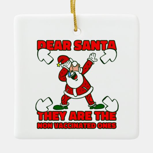 コロナウイルスクリスマスサンタクロース予防接種 セラミックオーナメント (正面)