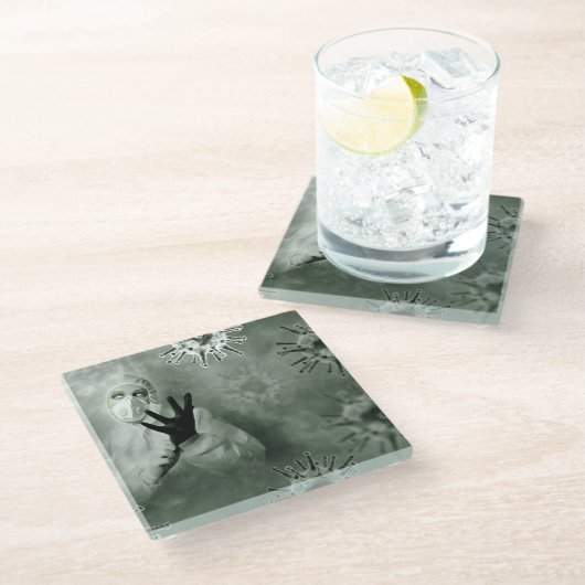 コロナウイルスナース ガラスコースター (アングル)