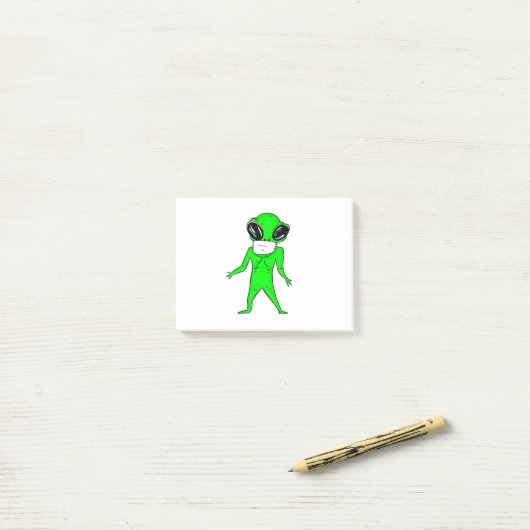 コロナウイルスハロウィーン顔マスクエイリアン ポストイット (デスク上)