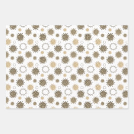 コロナウイルスパターンCOVID-19金ゴールドシルバーブルー ラッピングペーパーシート