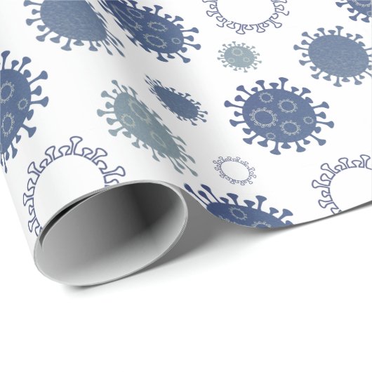 コロナウイルスパターンCOVID-19青（緑） ラッピングペーパー (ロールコーナー)