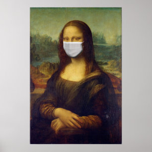 コロナウイルスパンデミックMona Lisa Facemask COVID-19 ポスター