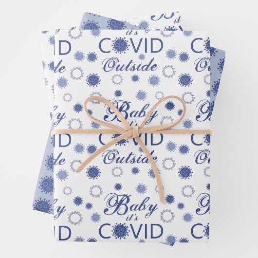 コロナウイルスベビーの青外のコーディ ラッピングペーパーシート (インサイチュ)