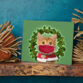 コロナウイルスマスク付きクリスマスキャット フォトプラーク (側面)