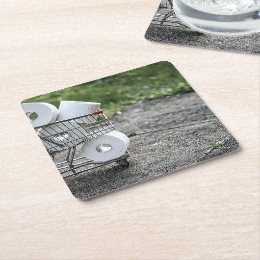 コロナウイルス保護マスク スクエアペーパーコースター (アングル)