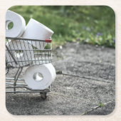 コロナウイルス保護マスク スクエアペーパーコースター (正面)