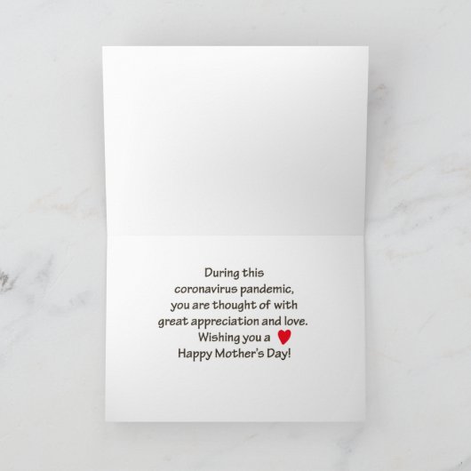 コロナウイルス分離リスの母の日 カード (内部)