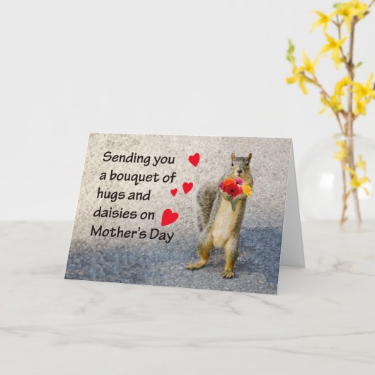 コロナウイルス分離リスの母の日 カード (黄色い花)