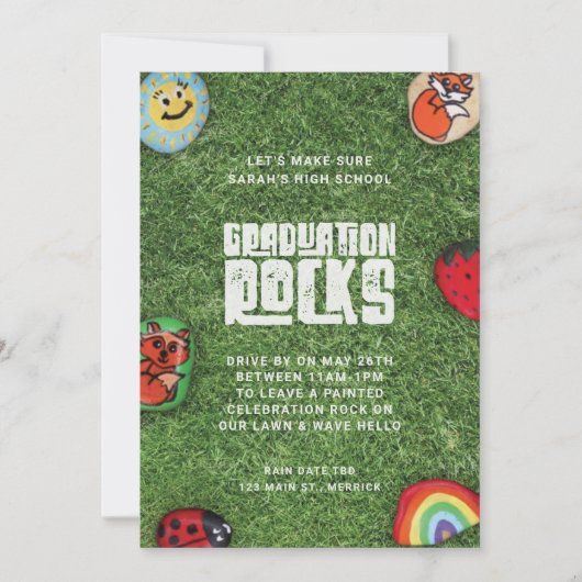 コロナウイルス卒業パーティーロックパーティーカーパレード 招待状 (正面)