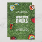 コロナウイルス卒業パーティーロックパーティーカーパレード 招待状 (正面/裏面)