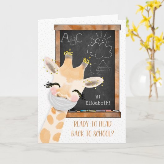 コロナウイルス新学期キリンw/Mask カード (黄色い花)