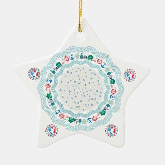 コロナウイルス流行世界 セラミックオーナメント (正面)
