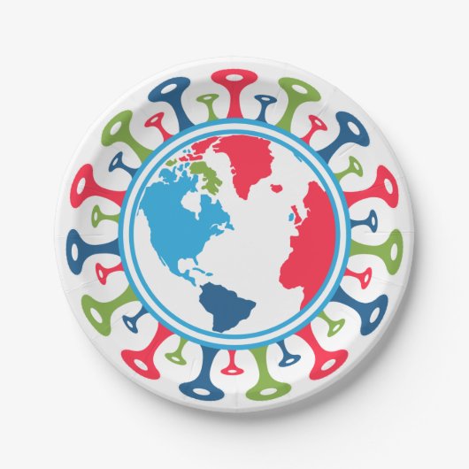 コロナウイルス流行世界 ペーパープレート (正面)